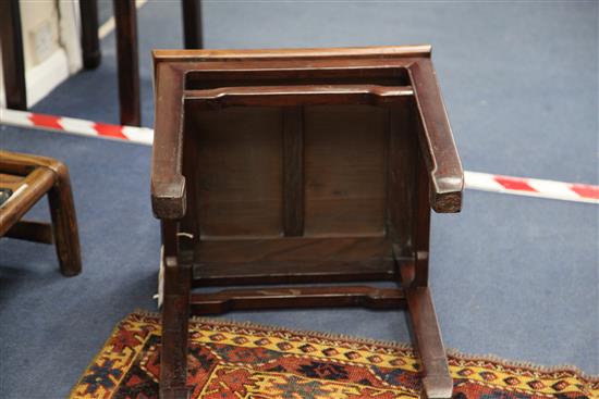 A Chinese rosewood low table or urn stand, W.1ft 7in.